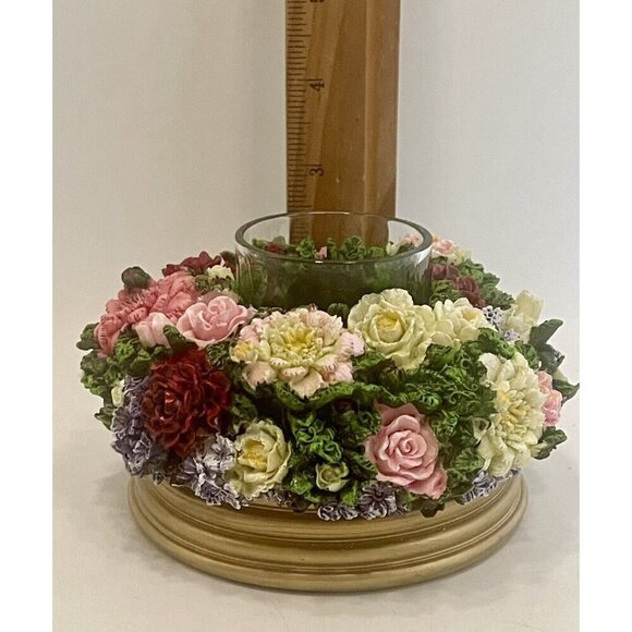 NIB 3D Floral Votive Candle Holder Resin Capodimonte Style God Religion Faith - Picture 6 of 10